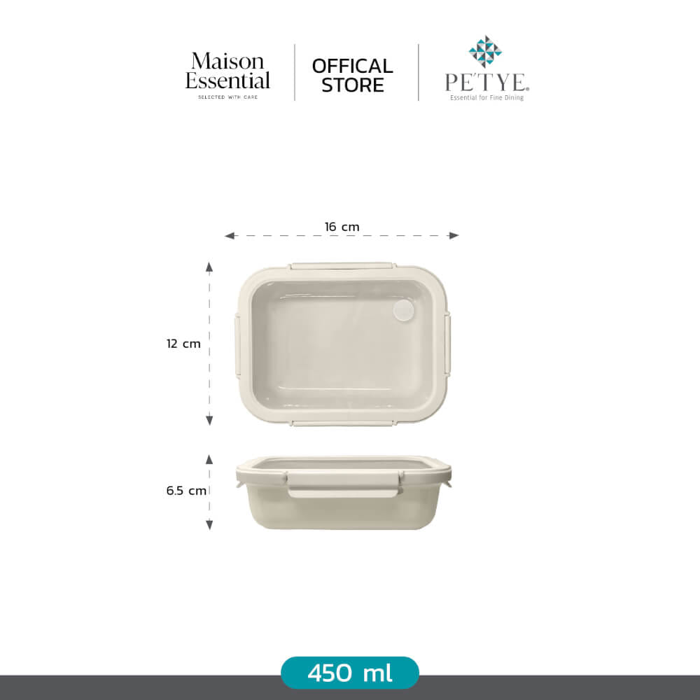 กล่องอาหาร เซรามิก PETYE รุ่น RC102 0.45 ลิตร สีครีม_2